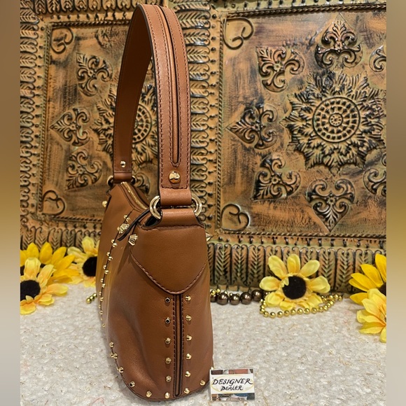 MICHAEL KORS Astor Re-Edition Large Luggage Brown Leather Pouchette Bag EUC! - Picture 5 of 11